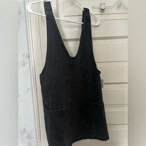 Free People Black Denim Mini Pinafore